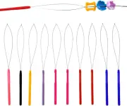 10Pcs Pulling Loop Threader for String Beads and Hair Extension Multi-Coloure...