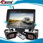 Wireless 7" Monitor 2x CCD Color Reversing Camera 18 IR 12-24v For Truck Caravan