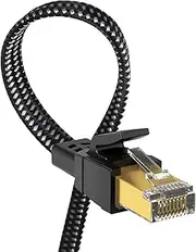 Orbram Cat 8 Ethernet Cable 15 ft, Nylon Braided High Speed Heavy Duty Network LAN Patch Cord, 40Gbps 2000Mhz SFTP RJ45 Flat Internet Cable Shielded in Wall, Indoor&Outdoor for Modem/Router/Gaming/PC