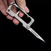Titanium Multi Tools EDC Keychain Carabiner Folding Utility Knife Scalpel Blade