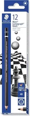 STAEDTLER Mars Lumograph 4B Pencil Black, Box of 12, 100B-4B, High Carbon