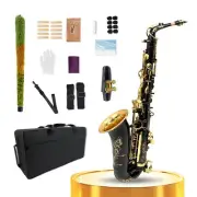 Saxophone Alto Eb Black Lacquer Sax Full Kit With Mouthpiece,Straps, Reeds