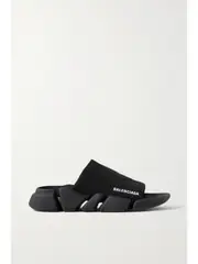 [Balenciaga] Balenciaga - Speed 2.0 Logo-print Stretch-knit Slides - Black - EU 39 EU 39 Black