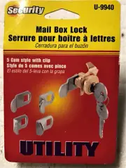 Universal Mailbox Mail Box Lock, 5 Cam, Clip On Cylinder With 2 Keys