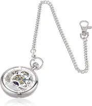 [CHARLES-HUBERT PARIS] Charles Hubert 3816-W Men's Pocket Watch, Mechanical Hand Winding, Skeleton, Silver