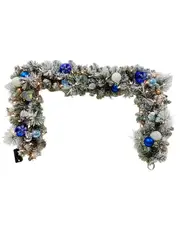 Winter Grace Pre-Decorated Flocked Pre-Lit Garland 1.8m