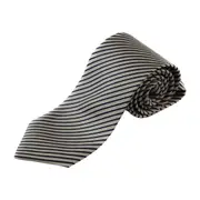 Mens Gold, Black & White Striped Patterned 8Cm Neck Tie