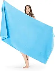 SALBAKOS - Premium Turkish Jumbo Bath Sheet, 100% Turkish Cotton, Absorbent & Ultra Comfy Bath Towel Sheets for Hotel & Spa | 40"x80" (Blue)
