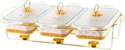Folpus Chafing Dish Food Warmer Set Buffet Display Household,with Lid,Serving Dishes Ceramic Casserole Dish for Hotel Wedding, Gold White
