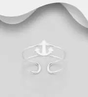 925 Sterling Silver Adjustable Anchor Toe Ring