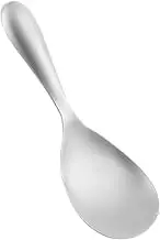STOBAZA 1Pc Stainless Steel Rice Paddle Spoon Cooking Utensil with Ergonomic Handle for Easy Serving for Rice Soup and More Rustproof Kitchen Tool Silver