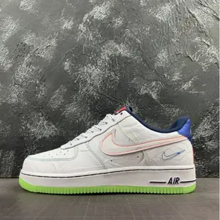 Nike Air Force 1 女鞋 歐美限定 青蘋果綠 彩色 編織 白色 CV2421-100