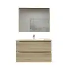 900mm White Oak Bathroom Vanity Wall Mounted Wall Hung Cabinet Vanity With Basin