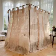 French romantic mosquito net bed curtain & Wood grain paint bracket bed netting