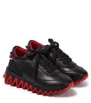 [Christian Louboutin Kids] Christian Louboutin Kids Mini Shark leather-trimmed sneakers UK 12.5 black