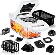 Vegetable Chopper 22 in 1 Multifunction Onion Chopper Dicer, Spiralizer for Veggie Cutter, Mandoline Slicer, Food Chopper with Container, 9 Blades