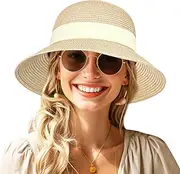 [DECHISY] Beach Hats for Women, Sun Hats for Women Straw Hat, UPF 50+ UV Protection Summer Hat, Floppy Wide Brim Hats for Women