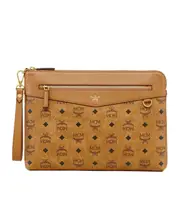 MCM Diamond Wristlet Medium Pouch Bag One size Cognac