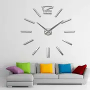 Modern DIY Wall Clock Creative Scale Large Watch Decor Stickers Set Mirror Effect Acrylic Glass Decal Home Removable Decoration Silver