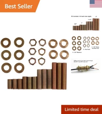Complete Lamp Repair Hardware Assortment: Pipe Nipples, Washers, Lock Nuts
