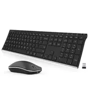 2.4G Wireless Keyboard and Mouse Combo Stainless Steel Ultra Slim Full Size K...