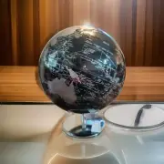 NWT Drexel Heritage World Silver/Black Globe Chrome Metal Base