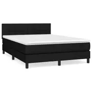 vidaXL Box Spring Bed with Mattress Black 137x187 cm Double Size Fabric