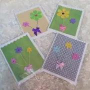 Set of 4 Handmade GET WELL SOON folded cards, 5.5"X4.25", A2