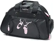 Girls Sports Bag with Shoe Compartment, Black, M