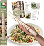 Wooden Pappardelle Pasta Cutter & Rolling Pin - Made in Italy + Recipes