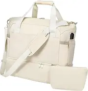 QSTDGVPW Travel Duffle Bag with Shoe Storage and Carry Handle for Outdoor Use, White