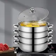 Stainless Steel Steamer 4 Tier Meat Vegetable Cookware Hot Pot Kitchen