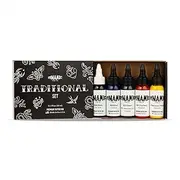 Dynamic Color Co - Traditional Color Set, Includes a 1oz Bottle of Each: Black, Canary Yellow, Blue, Green, and Fire Red, Made in USA