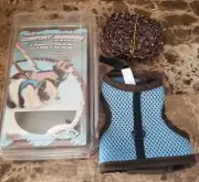 SUPER PET Comfort Harness & Leash Blue Polka Dot Sz Med Ferret Guinea Pig Rabbit
