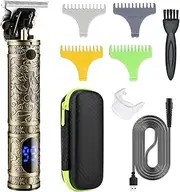 Labymos Men Ha C-lippers Cordless Barber Ha Cutting Machine Kit Beard Trimmer Hacut Grooming Set T-B Trimmer USB Operated/LEDs Digital Display/Built-in 1500mAh High Capacity Cell/