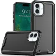 For iPhone 16 6.1inch Case Rugged Strong Fused Hybrid Cover + Tempered Glass