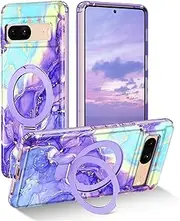[Lamcase] Magnetic for Google Pixel 7 Case with Ring Stand [Compatible with MagSafe], Hard PC Slim Full Body Drop Protective Women Girls Men Phone Case for Google Pixel 7, Violet