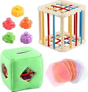 Sensory Shape Sorter Cube | Activity Cube Bins Sensory | Preschool Developmental Toys for 1 2 3 Year Old Toddler Boys, Girls, Children