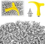 [YUNVI] 3/16 Inch Track Spikes, Stainless Steel Pyramid Shoe Spikes with Spike Wrench for Track and Cross Country,Replacement Spikes for Sprint Sports Short Running Shoes
