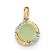 14k Green Chalcedony and Diamond Pendant
