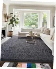 Upgrade 5x8 Rugs for Living Room,Grey Fluffy Carpet Large Fuzzy Plush Shag