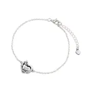 White Clover Snoopy Woodstock PEANUTS Bracelet Silver 925 Smoked Heart