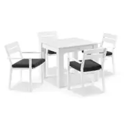 Santorini Outdoor 4 Seater Square Aluminium Dining Table with Santorini Chairs White - Denim Grey