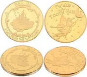 ERINGOGO 4Pcs Chic Tooth Coins Decorative Souvenir Coins for Collecting and Crafts Unique Keepsake for Childrens Lost Teeth Memories