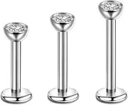 [Candyfancy] 20/18/16G Titanium Threadless Nose Studs – Push-in Nose Piercing with Clear CZ (6/8/9/10/12mm)