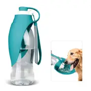 Dog Water Bottle With Silicone Bowl, Blue
