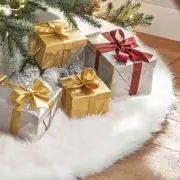 60 Inch White Christmas Tree Skirt Faux Fur Plush Skirt Christmas Tree Decora...