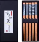 5 Pairs Natural Bamboo Chopsticks Reusable Classic Japanese Style Chop Sticks