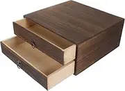 FOMIYES Elegant Wooden Storage Bin Lid 2-tier Drawer Type Storage Box for Stationery Sundries