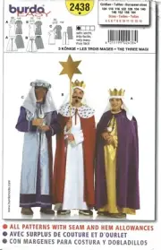Burda 2438 CHRISTMAS NATIVITY Three Magi Wise Men COSTUME Sz 4-14 UNCUT Pattern